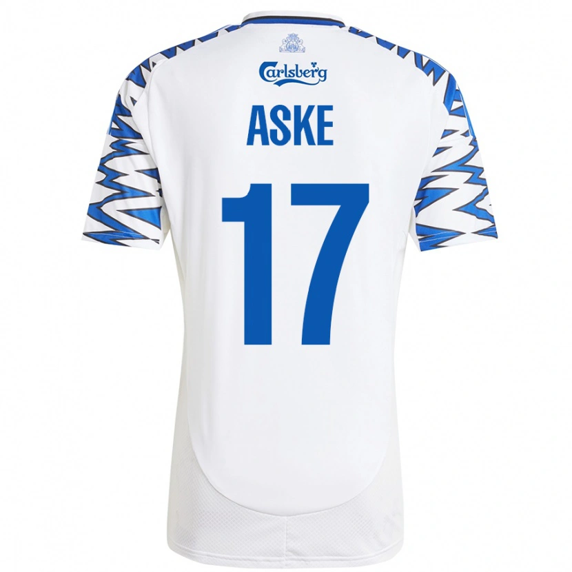 Danxen Kinderen Aske Christensen #17 Wit Hemelsblauw Thuisshirt Thuistenue 2024/25 T-Shirt