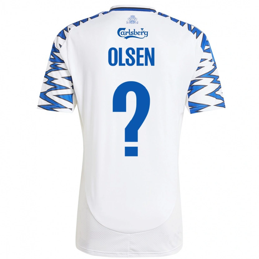 Danxen Kinderen Gunnar Olsen #0 Wit Hemelsblauw Thuisshirt Thuistenue 2024/25 T-Shirt