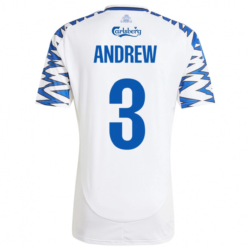 Danxen Kinderen Tristan Andrew #3 Wit Hemelsblauw Thuisshirt Thuistenue 2024/25 T-Shirt