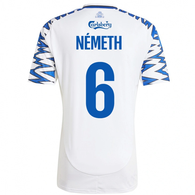 Danxen Kinderen Hunor Németh #6 Wit Hemelsblauw Thuisshirt Thuistenue 2024/25 T-Shirt