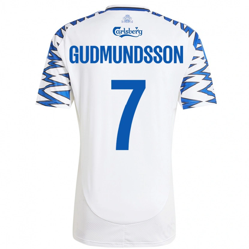 Danxen Kinderen Galdur Gudmundsson #7 Wit Hemelsblauw Thuisshirt Thuistenue 2024/25 T-Shirt