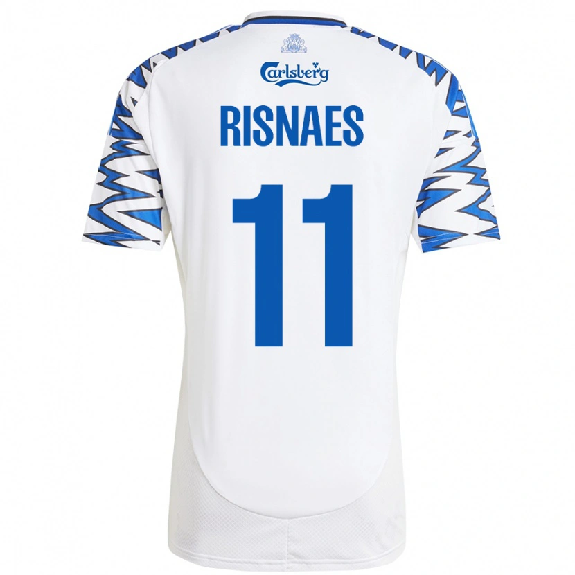 Danxen Kinderen Roberto Risnaes #11 Wit Hemelsblauw Thuisshirt Thuistenue 2024/25 T-Shirt