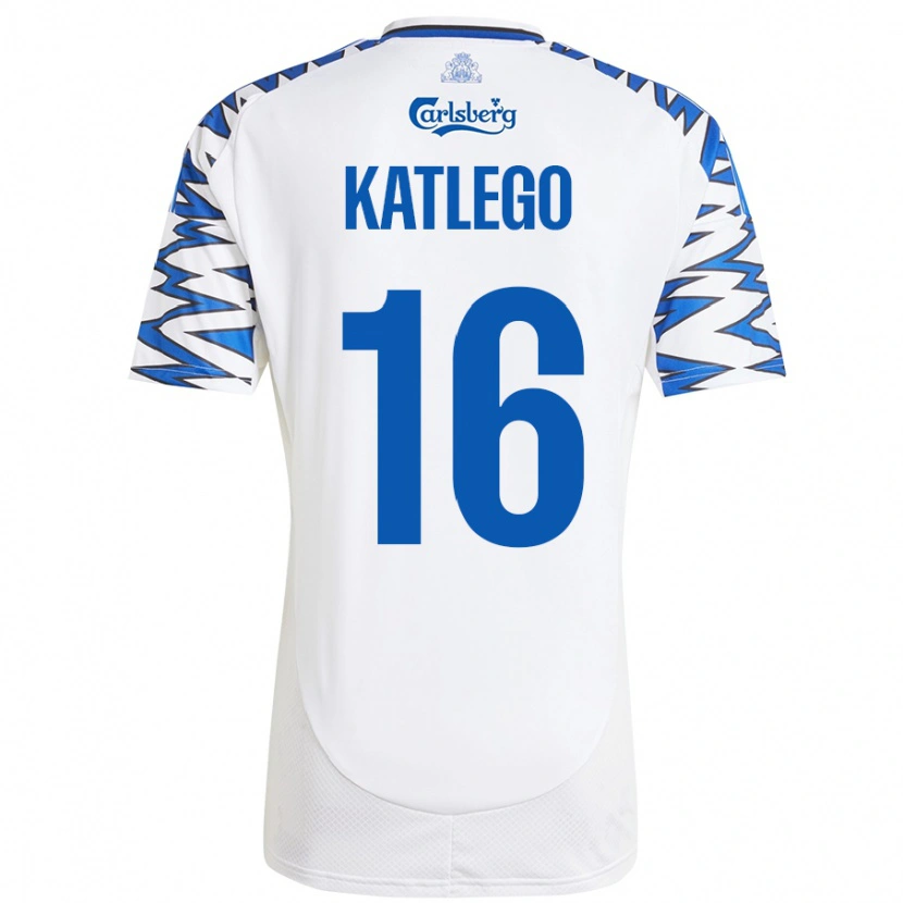 Danxen Kinderen David Katlego #16 Wit Hemelsblauw Thuisshirt Thuistenue 2024/25 T-Shirt