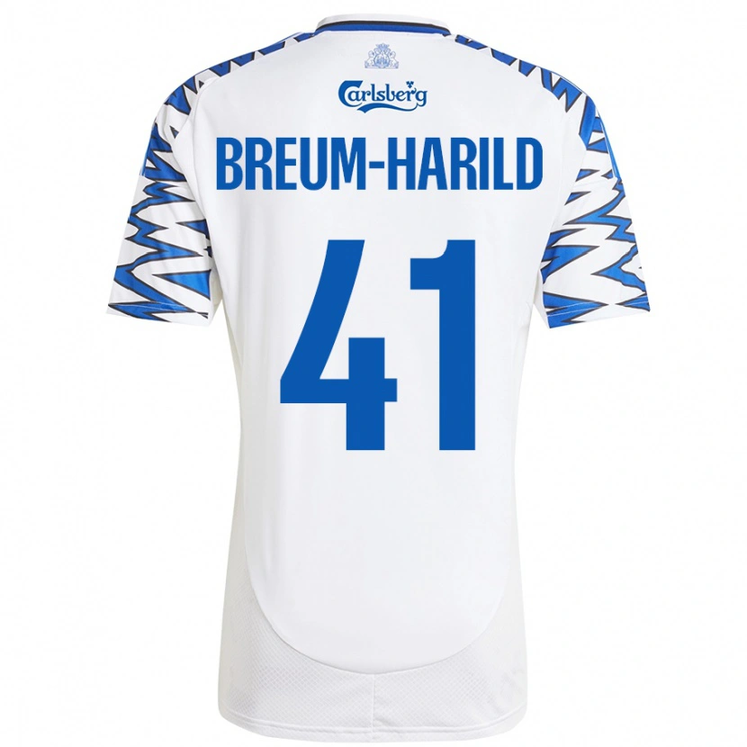 Danxen Kinderen Tobias Breum-Harild #41 Wit Hemelsblauw Thuisshirt Thuistenue 2024/25 T-Shirt