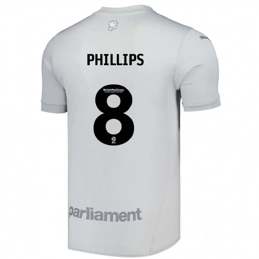 Danxen Kinderen Adam Phillips #8 Zilvergrijs Uitshirt Uittenue 2024/25 T-Shirt