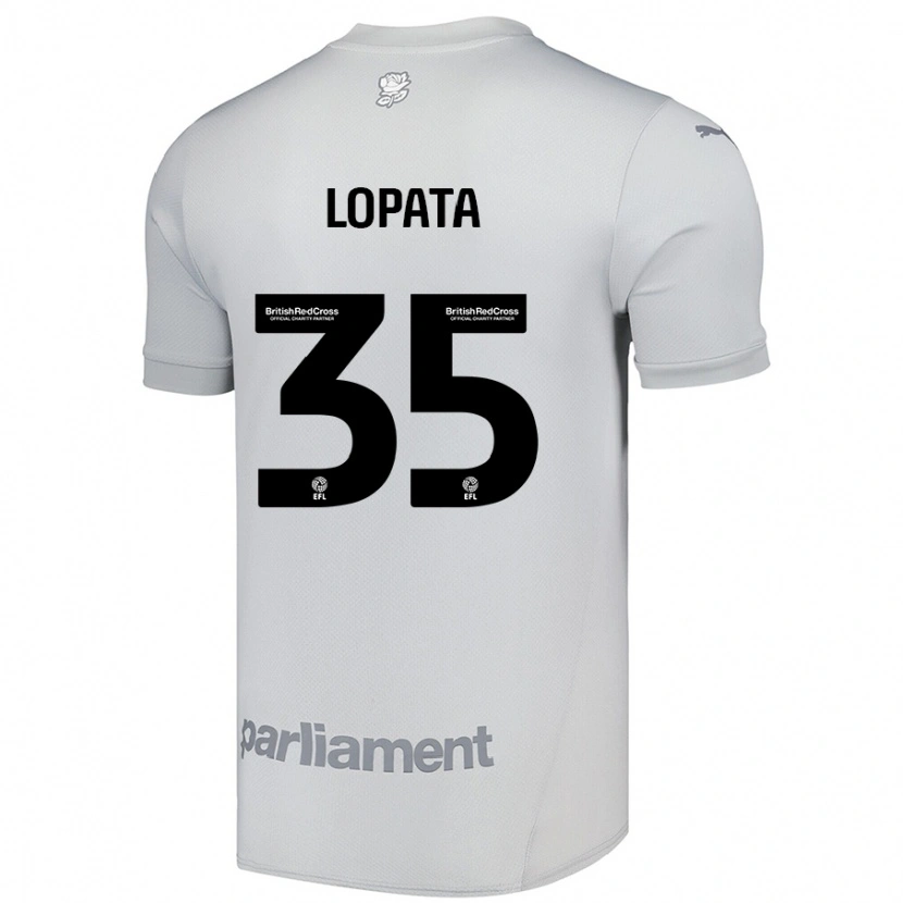 Danxen Kinderen Kacper Lopata #35 Zilvergrijs Uitshirt Uittenue 2024/25 T-Shirt