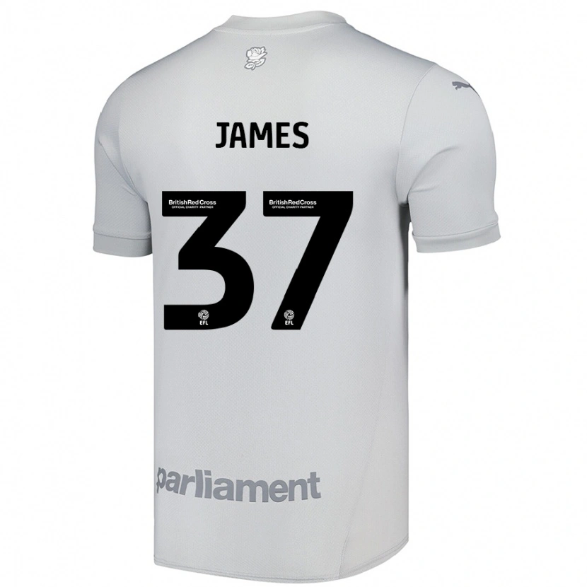 Danxen Kinderen Nathan James #37 Zilvergrijs Uitshirt Uittenue 2024/25 T-Shirt