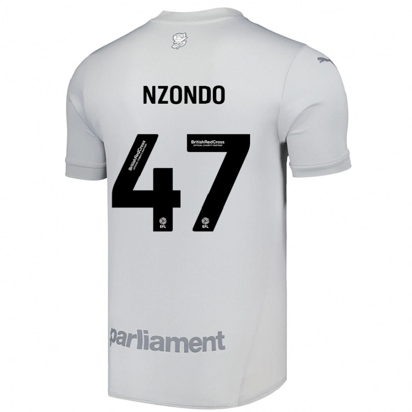 Danxen Kinderen Emmaisa Nzondo #47 Zilvergrijs Uitshirt Uittenue 2024/25 T-Shirt