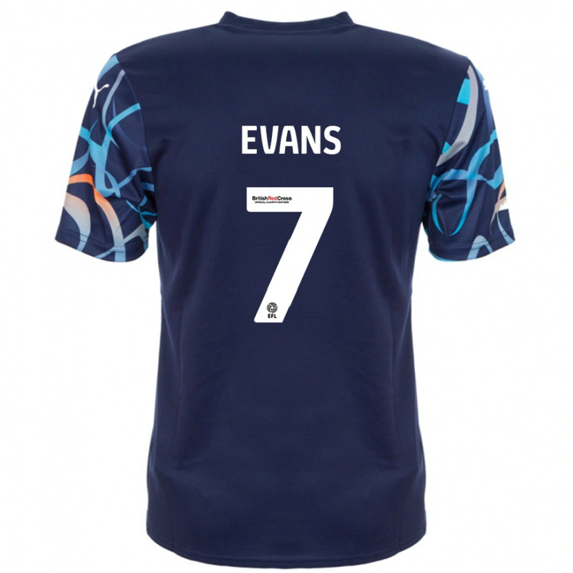 Danxen Kinderen Lee Evans #7 Marineblauw Uitshirt Uittenue 2024/25 T-Shirt