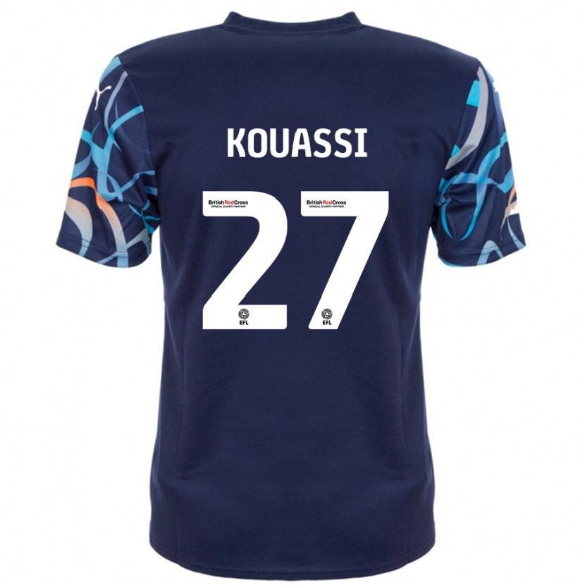 Danxen Kinderen Kylian Kouassi #27 Marineblauw Uitshirt Uittenue 2024/25 T-Shirt