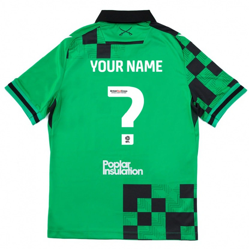 Danxen Kinderen Uw Naam #0 Groen Zwart Uitshirt Uittenue 2024/25 T-Shirt