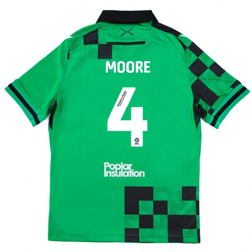 Danxen Kinderen Taylor Moore #4 Groen Zwart Uitshirt Uittenue 2024/25 T-Shirt