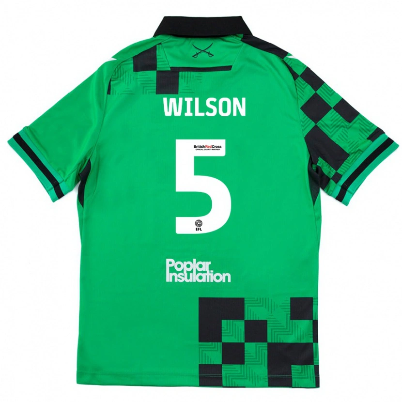 Danxen Kinderen James Wilson #5 Groen Zwart Uitshirt Uittenue 2024/25 T-Shirt