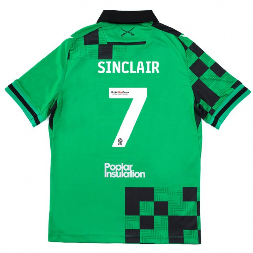 Danxen Kinderen Scott Sinclair #7 Groen Zwart Uitshirt Uittenue 2024/25 T-Shirt