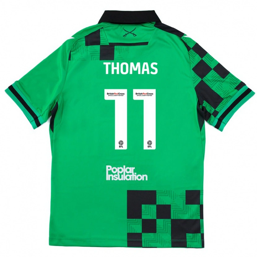 Danxen Kinderen Luke Thomas #11 Groen Zwart Uitshirt Uittenue 2024/25 T-Shirt