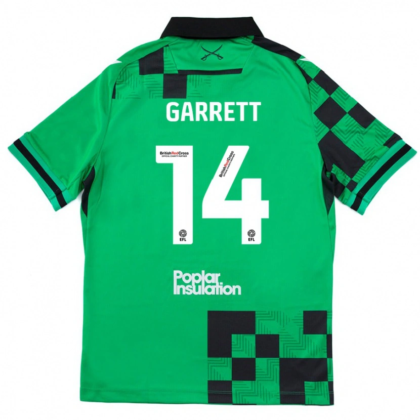 Danxen Kinderen Jake Garrett #14 Groen Zwart Uitshirt Uittenue 2024/25 T-Shirt