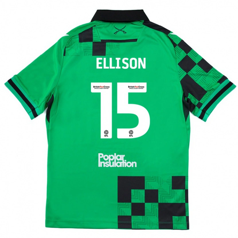 Danxen Kinderen Dan Ellison #15 Groen Zwart Uitshirt Uittenue 2024/25 T-Shirt