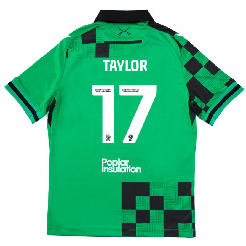 Danxen Kinderen Connor Taylor #17 Groen Zwart Uitshirt Uittenue 2024/25 T-Shirt