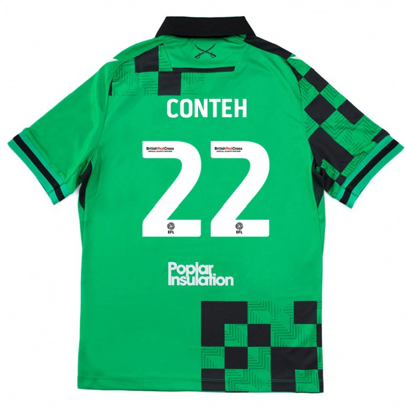 Danxen Kinderen Kamil Conteh #22 Groen Zwart Uitshirt Uittenue 2024/25 T-Shirt