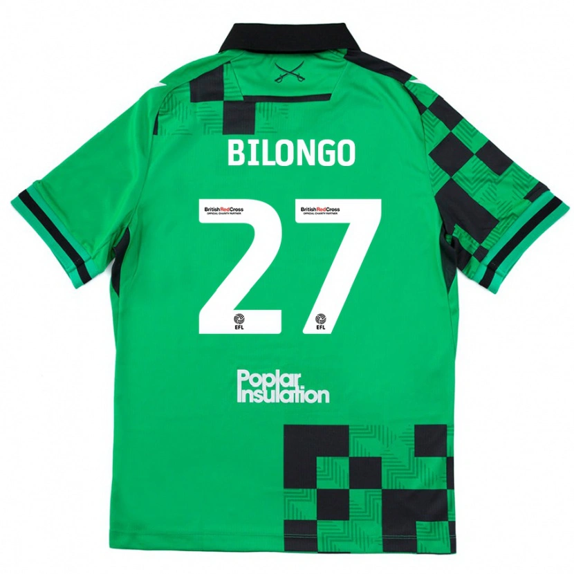 Danxen Kinderen Bryant Bilongo #27 Groen Zwart Uitshirt Uittenue 2024/25 T-Shirt