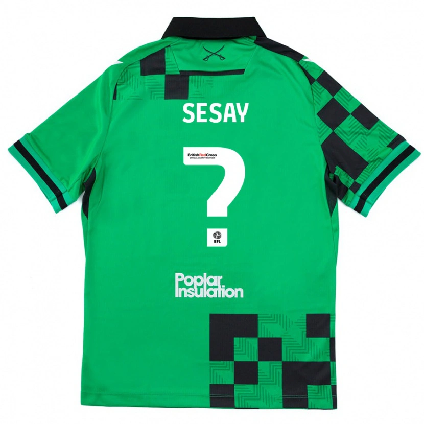 Danxen Kinderen Malik Sesay #0 Groen Zwart Uitshirt Uittenue 2024/25 T-Shirt