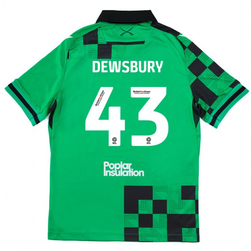 Danxen Kinderen Ollie Dewsbury #43 Groen Zwart Uitshirt Uittenue 2024/25 T-Shirt