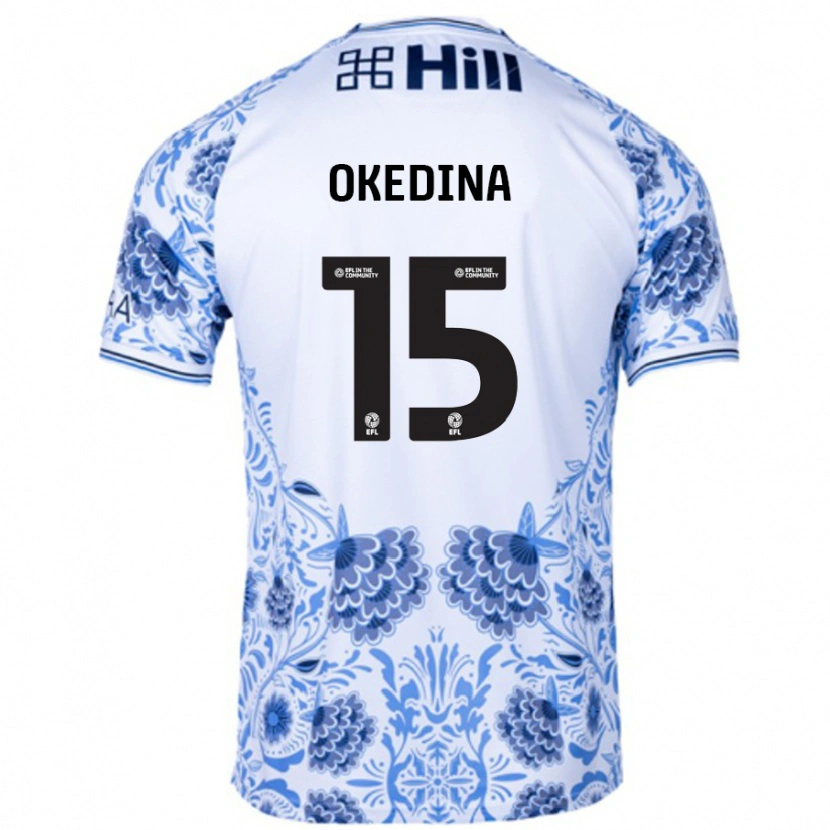 Danxen Kinderen Jubril Okedina #15 Wit Blauw Uitshirt Uittenue 2024/25 T-Shirt