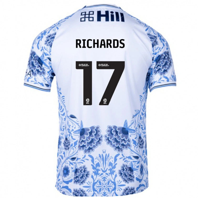 Danxen Kinderen Taylor Richards #17 Wit Blauw Uitshirt Uittenue 2024/25 T-Shirt