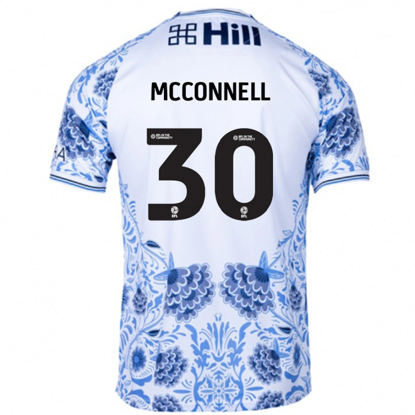 Danxen Kinderen Glenn Mcconnell #30 Wit Blauw Uitshirt Uittenue 2024/25 T-Shirt