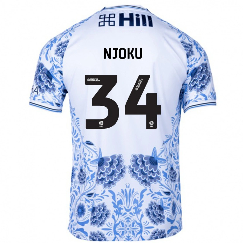 Danxen Kinderen Brandon Njoku #34 Wit Blauw Uitshirt Uittenue 2024/25 T-Shirt