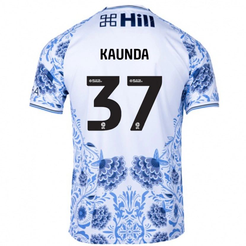 Danxen Kinderen Amaru Kaunda #37 Wit Blauw Uitshirt Uittenue 2024/25 T-Shirt