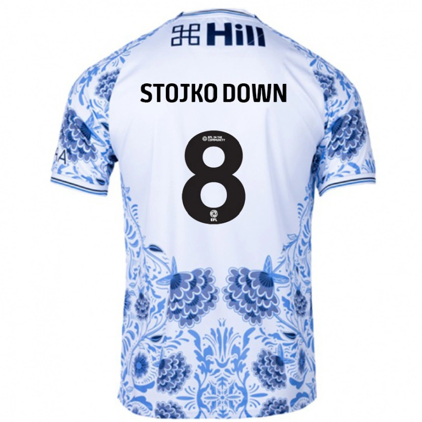 Danxen Kinderen Alysha Stojko-Down #8 Wit Blauw Uitshirt Uittenue 2024/25 T-Shirt