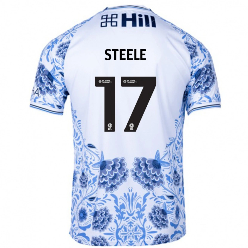 Danxen Kinderen Fran Steele #17 Wit Blauw Uitshirt Uittenue 2024/25 T-Shirt