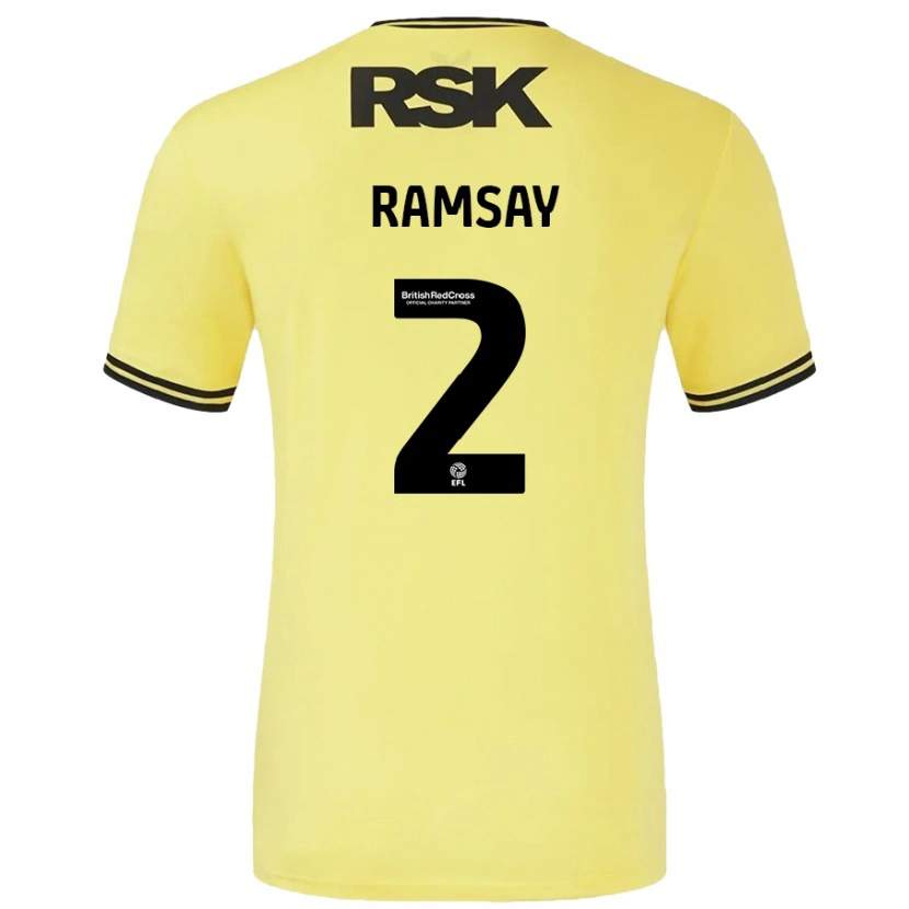 Danxen Kinderen Kayne Ramsay #2 Geel Zwart Uitshirt Uittenue 2024/25 T-Shirt