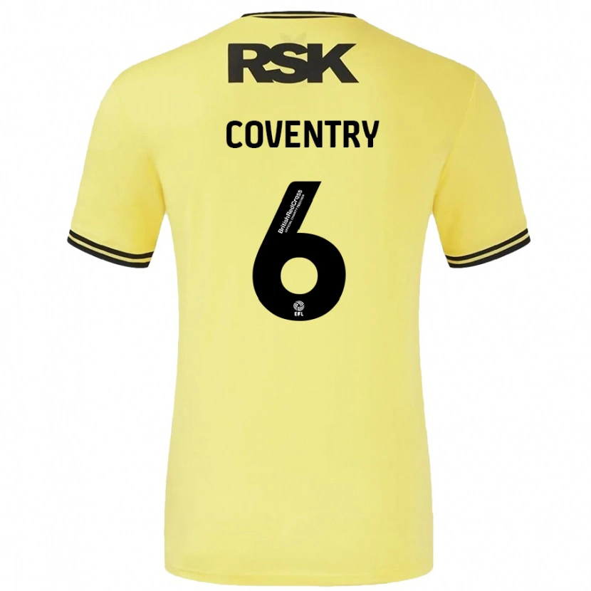 Danxen Kinderen Conor Coventry #6 Geel Zwart Uitshirt Uittenue 2024/25 T-Shirt