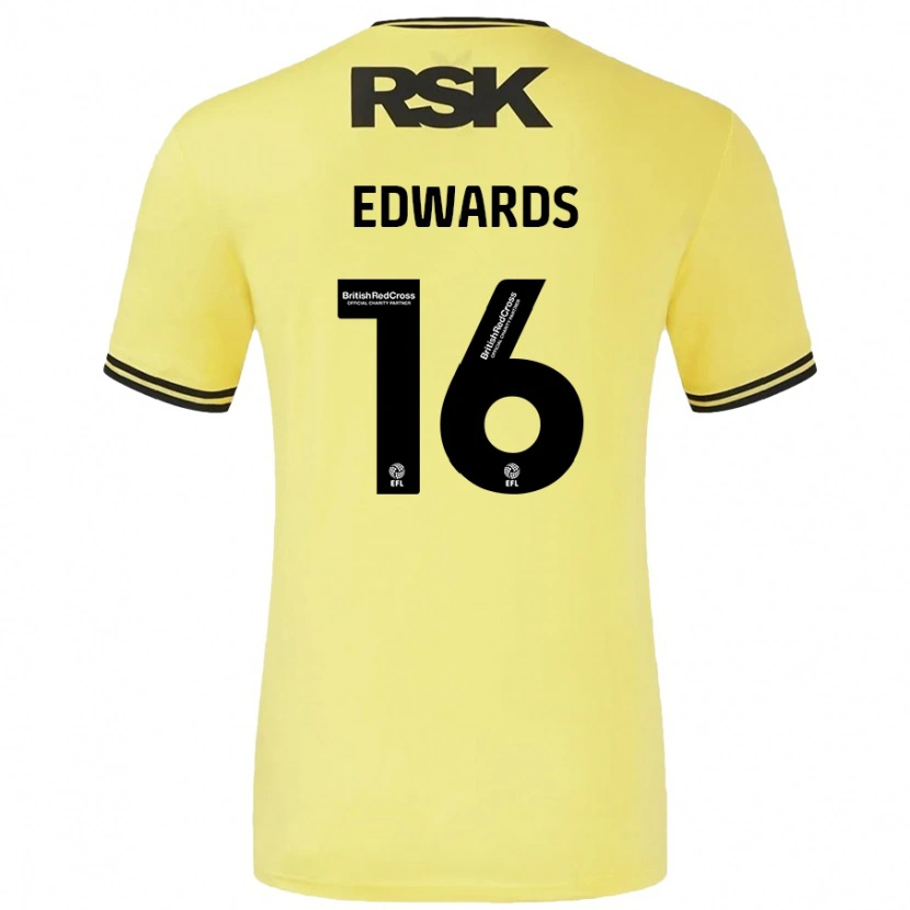 Danxen Kinderen Josh Edwards #16 Geel Zwart Uitshirt Uittenue 2024/25 T-Shirt