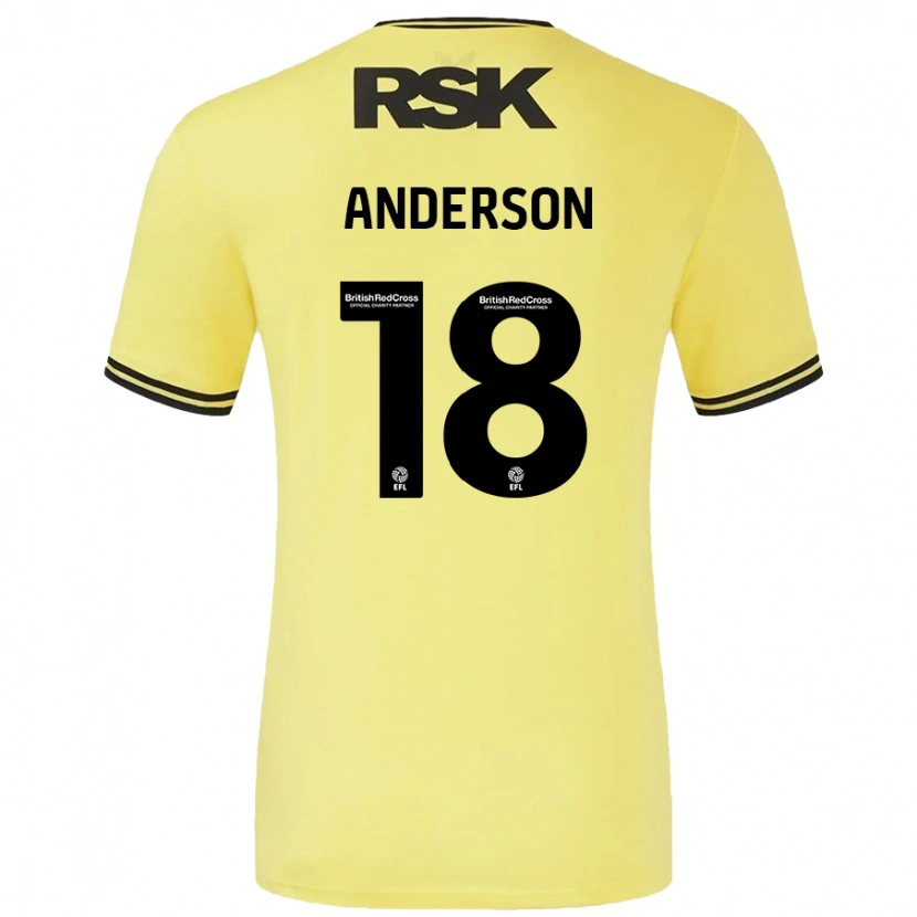 Danxen Kinderen Karoy Anderson #18 Geel Zwart Uitshirt Uittenue 2024/25 T-Shirt