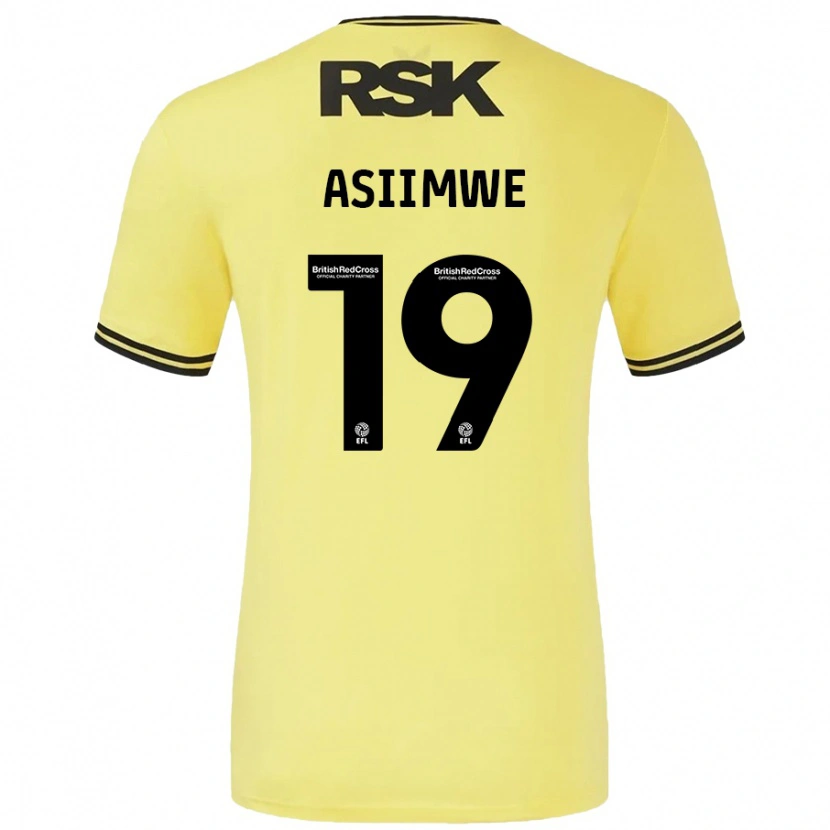 Danxen Kinderen Nathan Asiimwe #19 Geel Zwart Uitshirt Uittenue 2024/25 T-Shirt