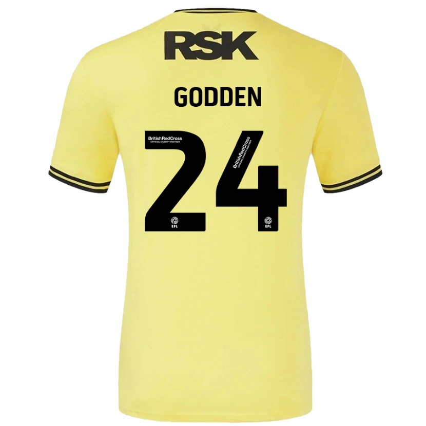 Danxen Kinderen Matty Godden #24 Geel Zwart Uitshirt Uittenue 2024/25 T-Shirt