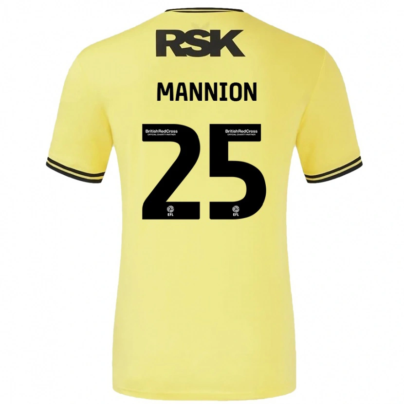 Danxen Kinderen Will Mannion #25 Geel Zwart Uitshirt Uittenue 2024/25 T-Shirt