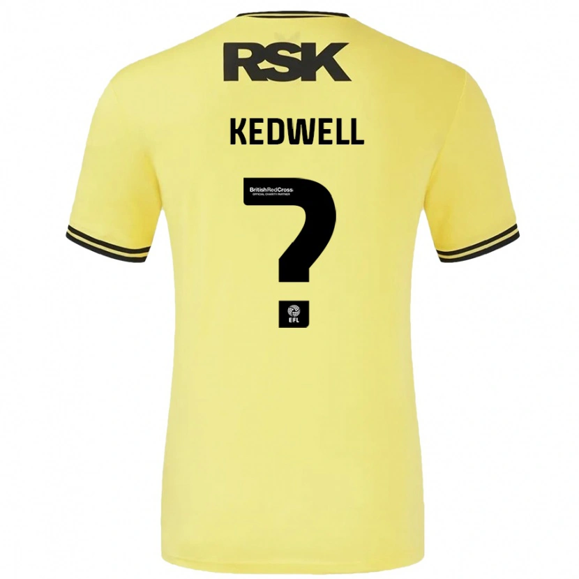 Danxen Kinderen Harvey Kedwell #0 Geel Zwart Uitshirt Uittenue 2024/25 T-Shirt