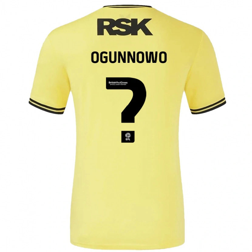 Danxen Kinderen Joshua Ogunnowo #0 Geel Zwart Uitshirt Uittenue 2024/25 T-Shirt