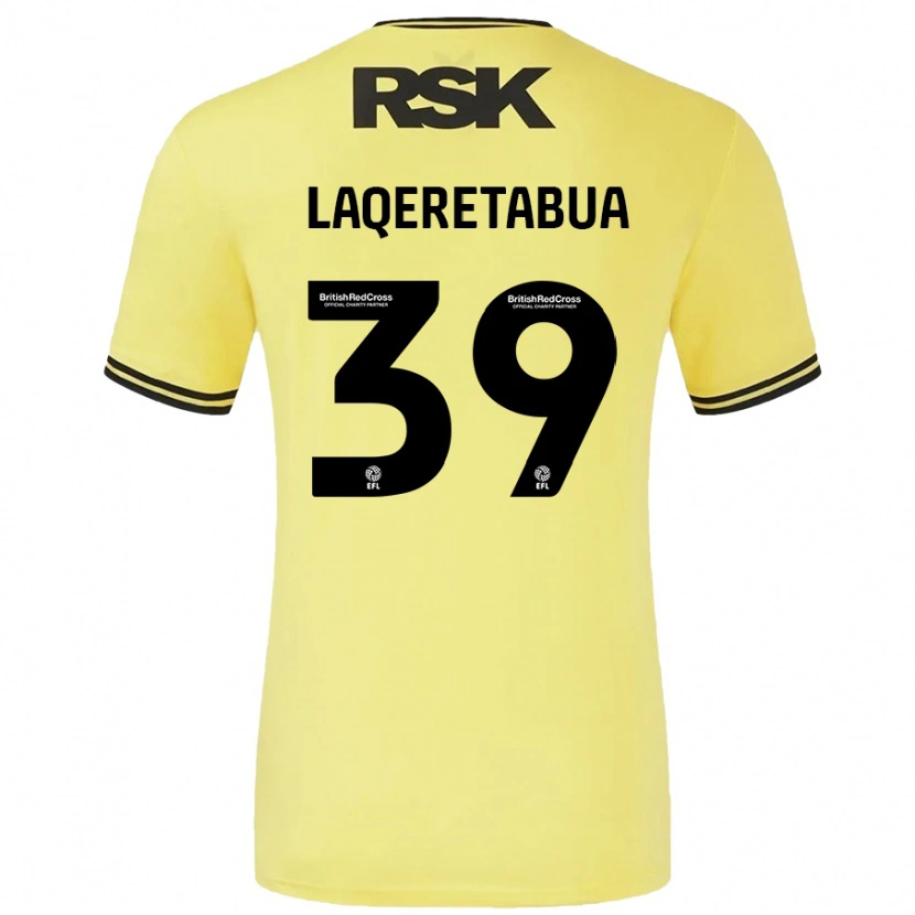 Danxen Kinderen Josh Laqeretabua #39 Geel Zwart Uitshirt Uittenue 2024/25 T-Shirt