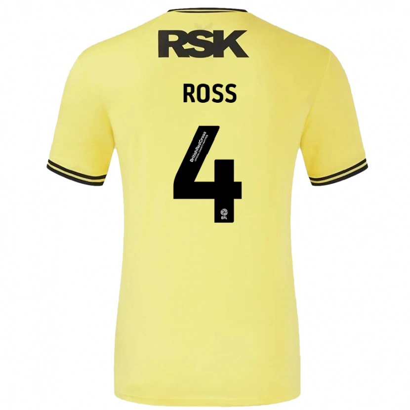 Danxen Kinderen Mia Ross #4 Geel Zwart Uitshirt Uittenue 2024/25 T-Shirt