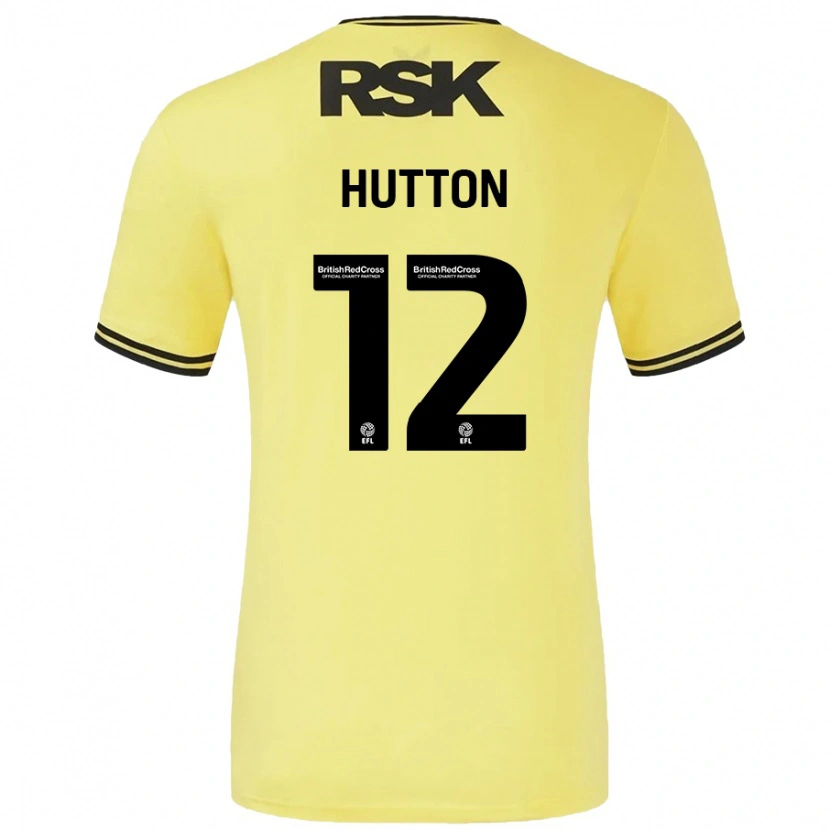 Danxen Kinderen Jodie Hutton #12 Geel Zwart Uitshirt Uittenue 2024/25 T-Shirt