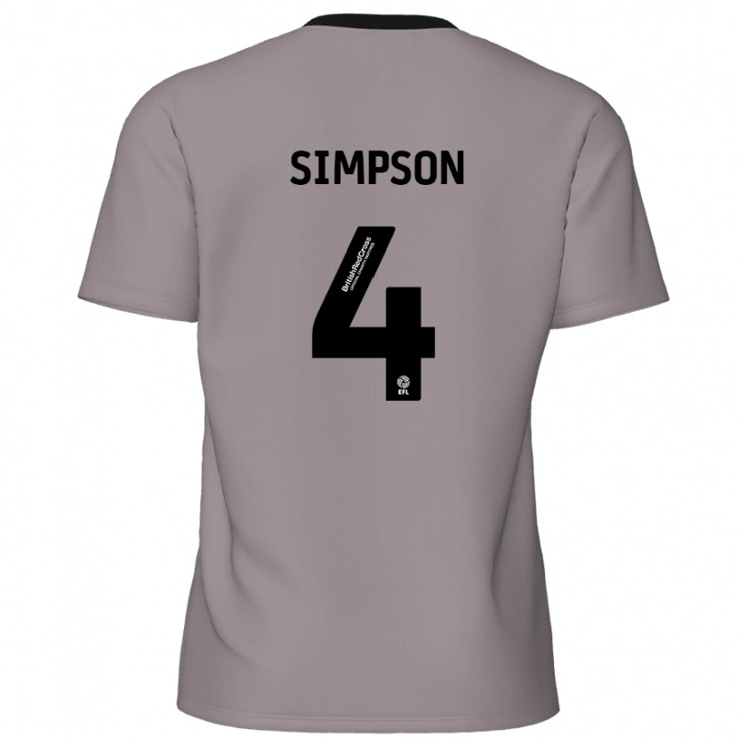 Danxen Kinderen Jack Simpson #4 Grijs Uitshirt Uittenue 2024/25 T-Shirt