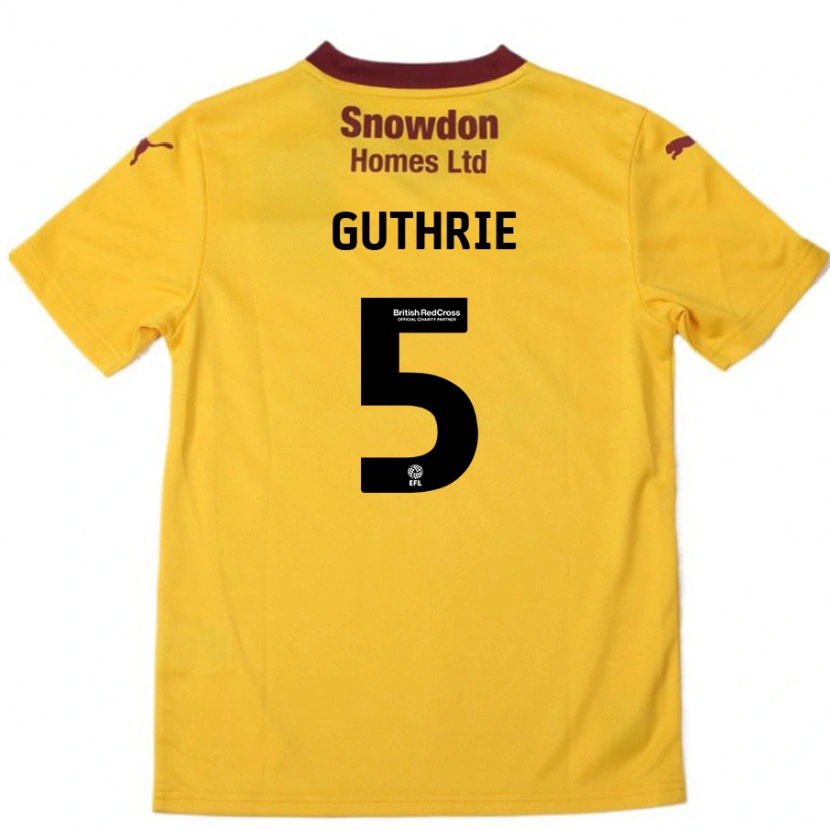 Danxen Kinderen Jon Guthrie #5 Oranje Bordeauxrood Uitshirt Uittenue 2024/25 T-Shirt