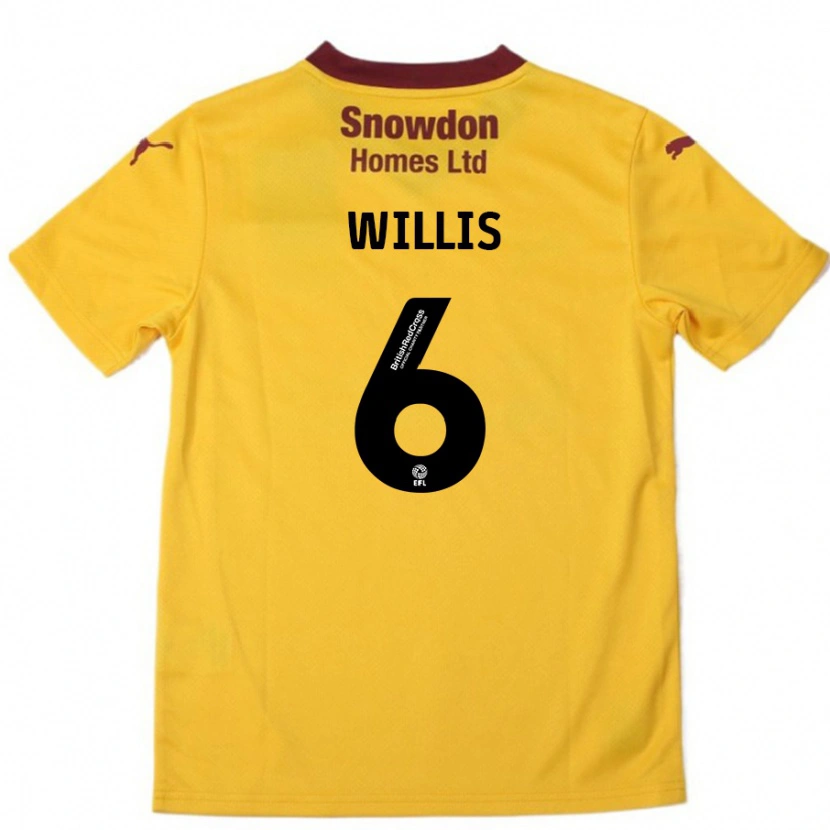 Danxen Kinderen Jordan Willis #6 Oranje Bordeauxrood Uitshirt Uittenue 2024/25 T-Shirt