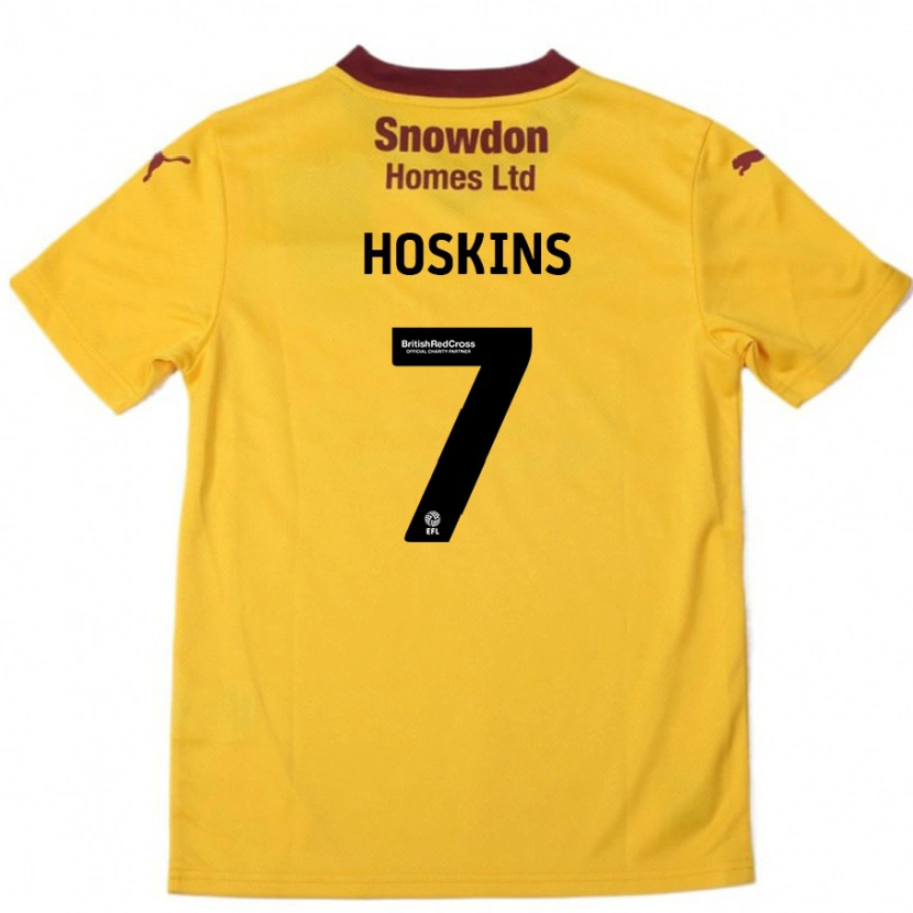 Danxen Kinderen Sam Hoskins #7 Oranje Bordeauxrood Uitshirt Uittenue 2024/25 T-Shirt