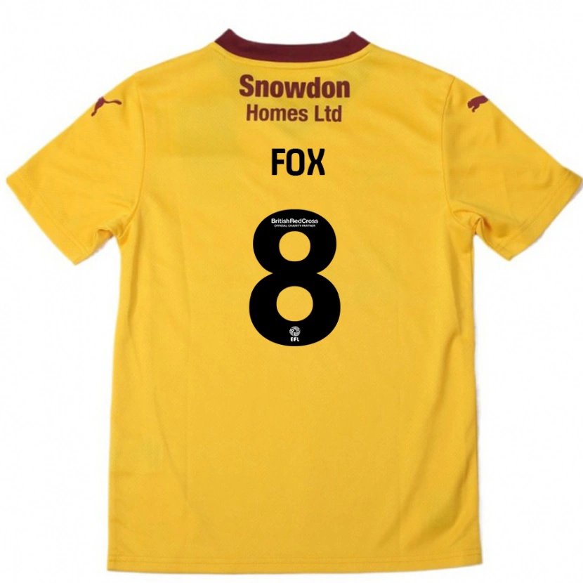 Danxen Kinderen Ben Fox #8 Oranje Bordeauxrood Uitshirt Uittenue 2024/25 T-Shirt